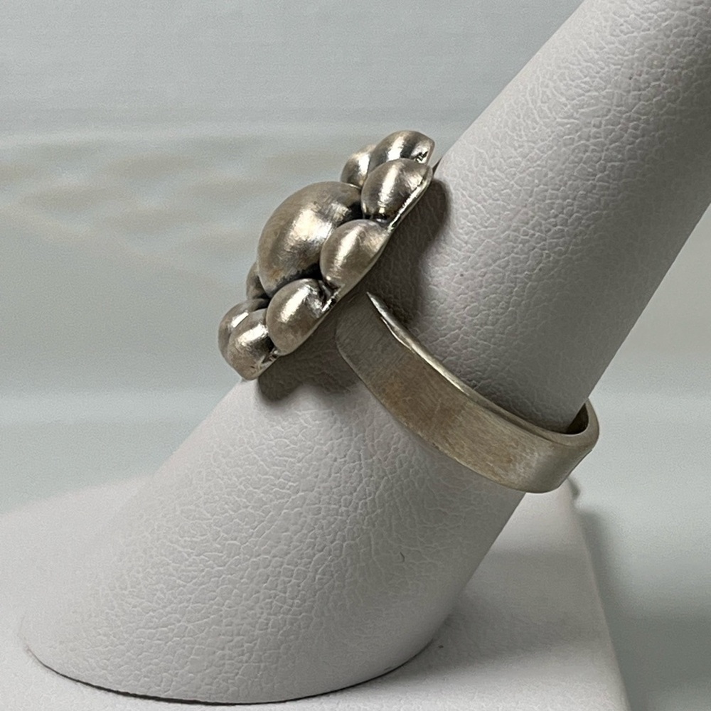 925 Solid Sterling Silver Brushed Matte Flower Be… - image 3